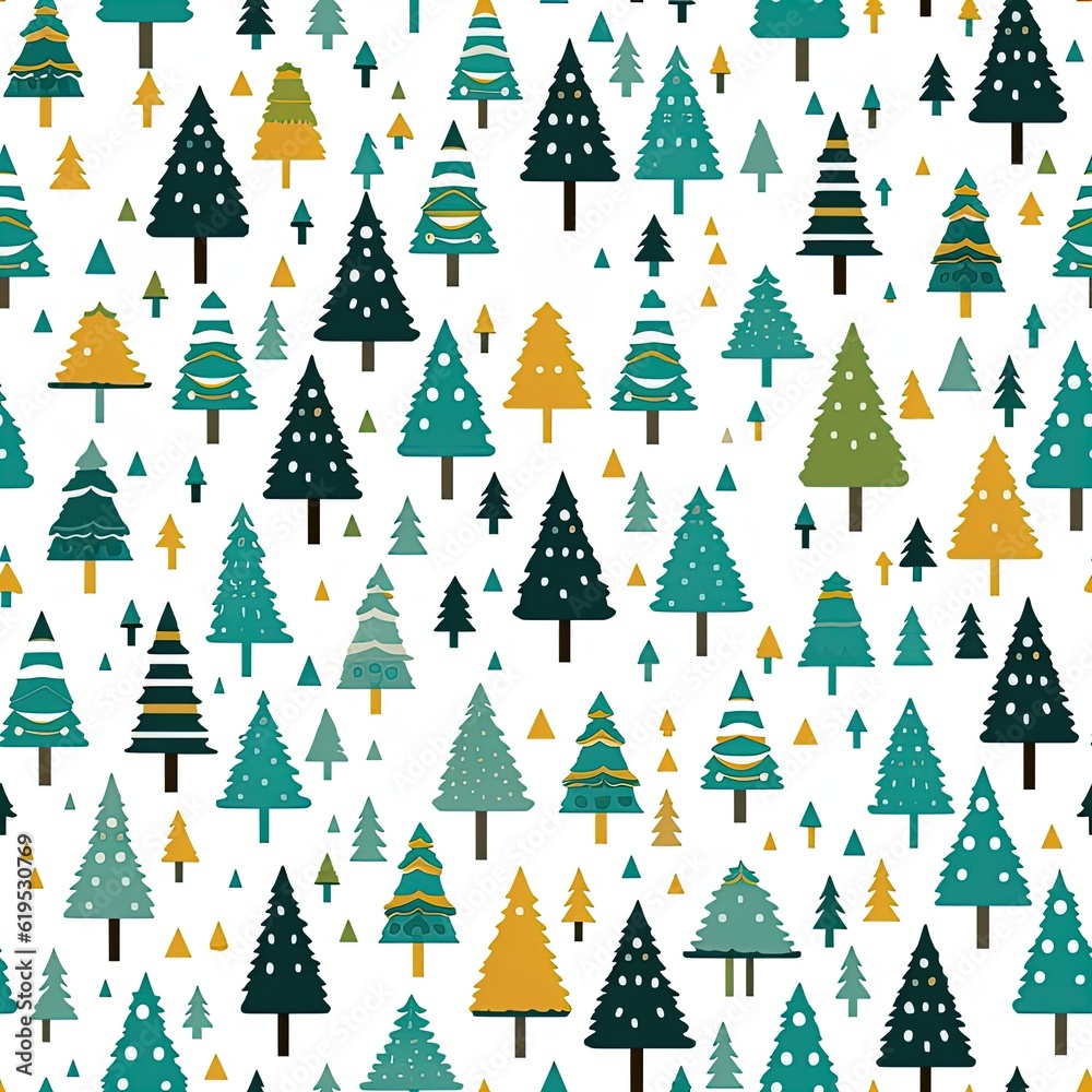 Collection of Christmas trees, modern flat design. Can be used for printed materials - leaflets, posters, business cards or for web Generative AI Collection of Christmas trees, modern flat design. Can be used for printed materials - leaflets, posters, business cards or for web Generative AI