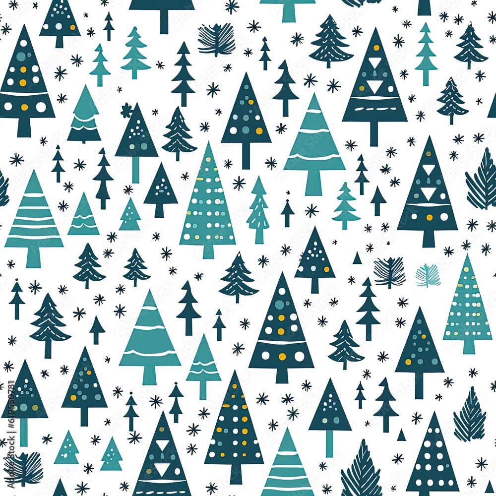 Collection of Christmas trees, modern flat design. Can be used for printed materials - leaflets, posters, business cards or for web Generative AI Collection of Christmas trees, modern flat design. Can be used for printed materials - leaflets, posters, business cards or for web Generative AI