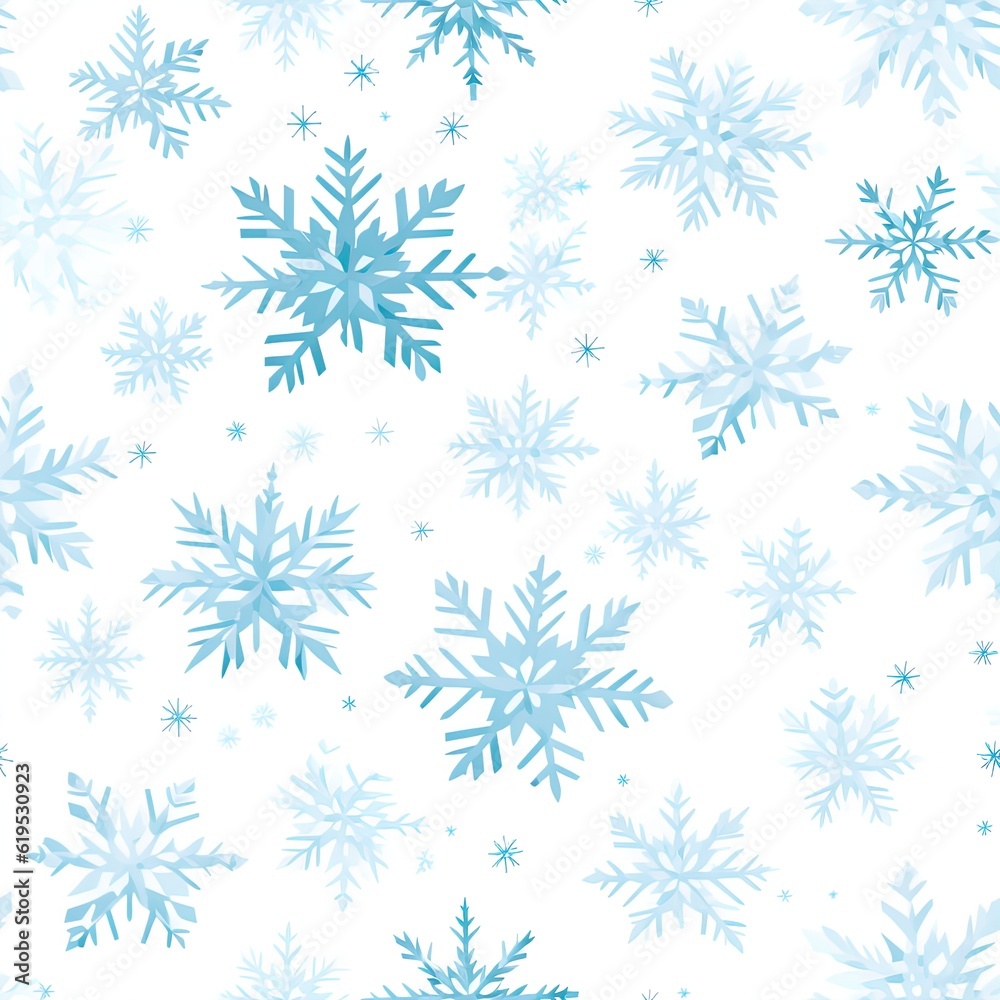 Collection of snowflakes, modern flat design. Can be used for printed materials - leaflets, posters, business cards or for web Generative AI