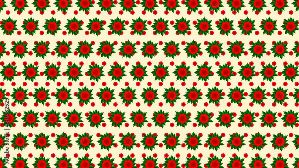 red poppies pattern design illustration with green leaf red poppies pattern design illustration with green leaf