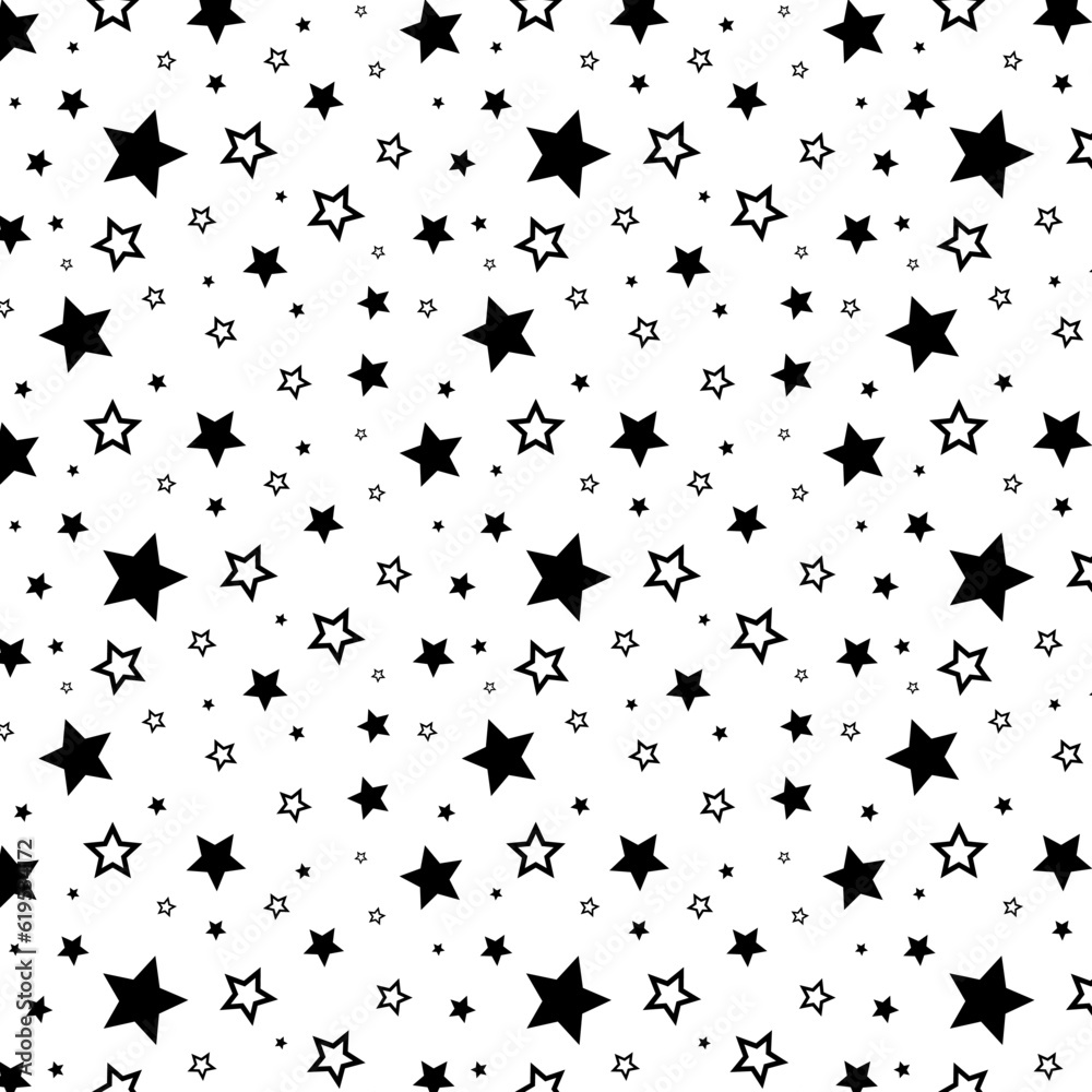 Black Stars Seamless Pattern Print Paper Background Vector Illustration Black Stars Seamless Pattern Print Paper Background Vector Illustration