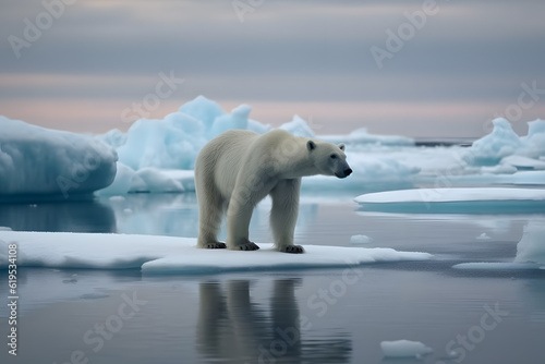 Polar bear on ice  Generative AI