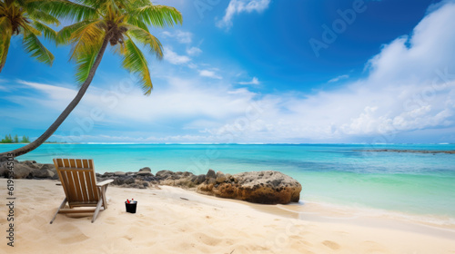 Beautiful Tropical Beach created with Generative AI Technology  ai  generative