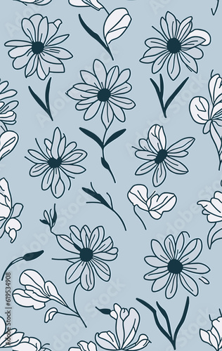 Graceful Floral Outlines created with generative AI