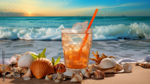 Summer oceanside cocktail new quality universal colorful technology illustration design generative ai