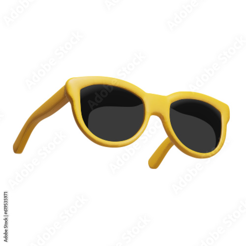 Realistic 3d yellow sunglasses on white background. Summertime object. Vector illustration.