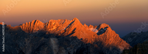 Monte Antelao, evening sunset wiew, South Tirol, Alps Dolomites mountains, Italy	 photo