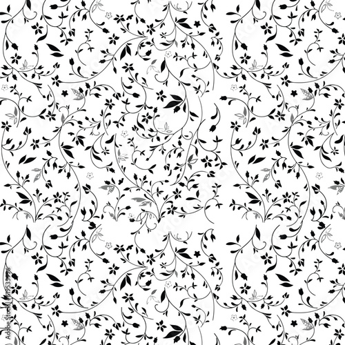 Vector illustration of a seamless floral pattern with cute birds in spring for Wedding, anniversary, birthday and party. Design for banner, poster, card, invitation and scrapbook