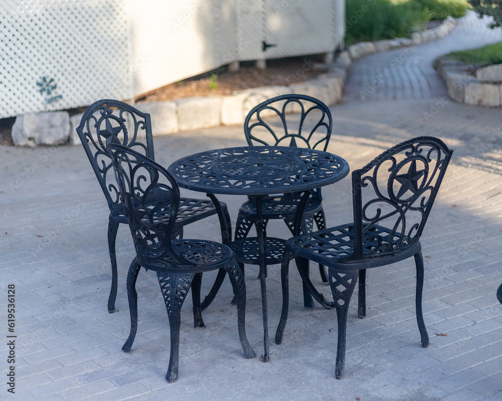 outdoor setting of table and chairs