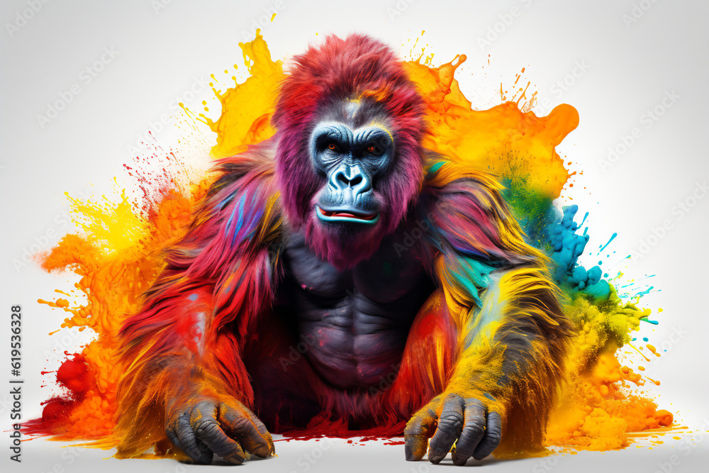 colorful illustration of a gorilla