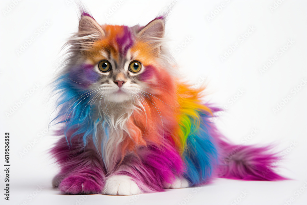 colorful cat on a white background