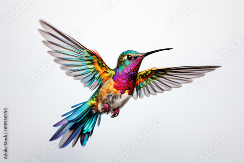 colorful hummingbird on a white background