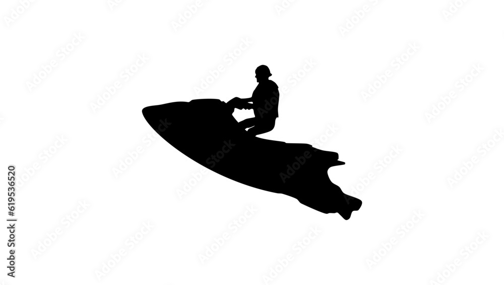 water jet ski silhouette, Jet ski driver doing a jump