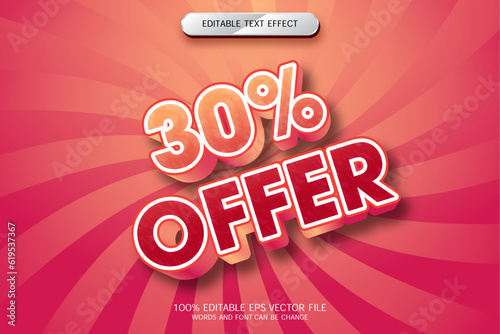 30% offer 3D Editable text effect style