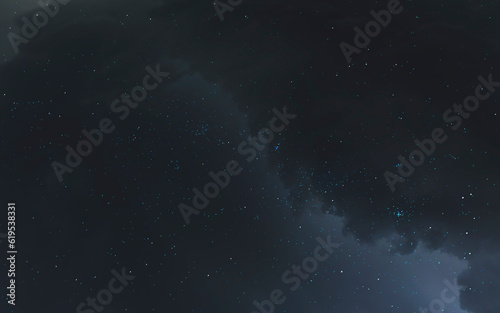 Fototapeta Naklejka Na Ścianę i Meble -  3D illustration of starfield and dust clouds in deep space. 5K realistic science fiction art. Elements of image provided by Nasa