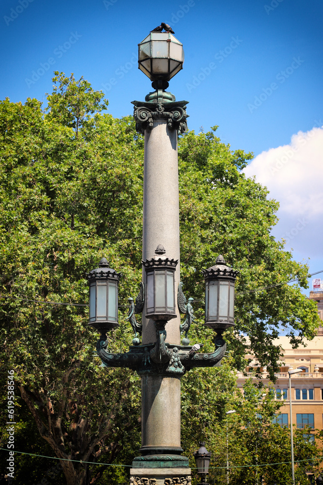 Barcelona, Spain, detail of the detail of the public lighting on the Rambla street, touristic place Barcelona, Spain, detail of the detail of the public lighting on the Rambla street, touristic place