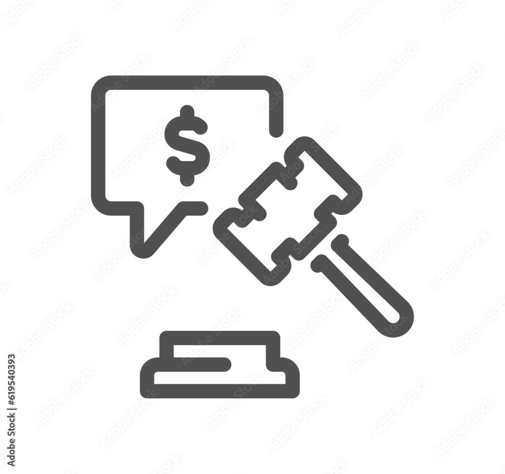 Auction related icon outline and linear vector.