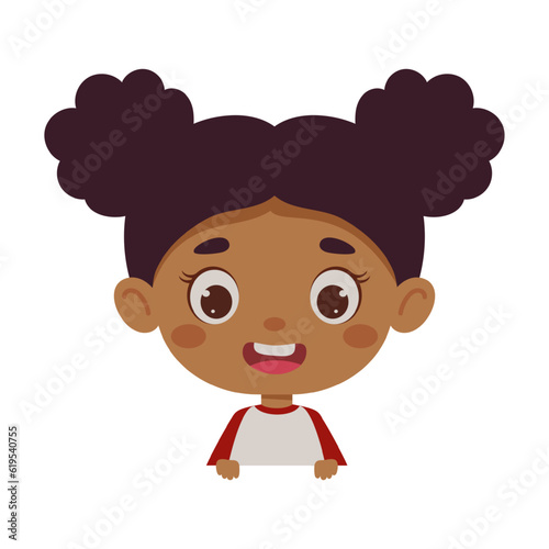 Cute little kid girl. Template for children design. Cartoon schoolgirl character. Vector illustration