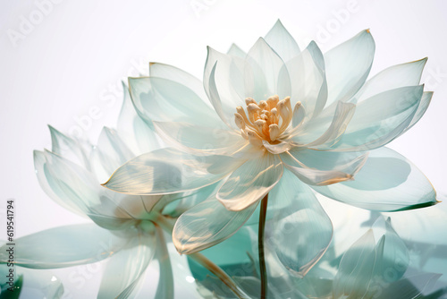 White Lotus Flower on white background. Generative Ai