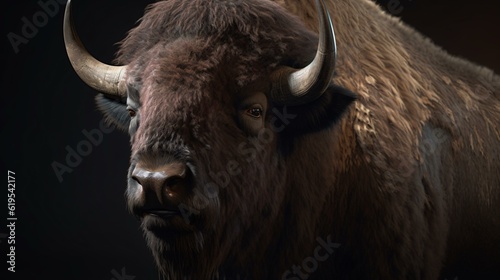 american bison isolated on black background buffalo animal mammal wildlife generative ai