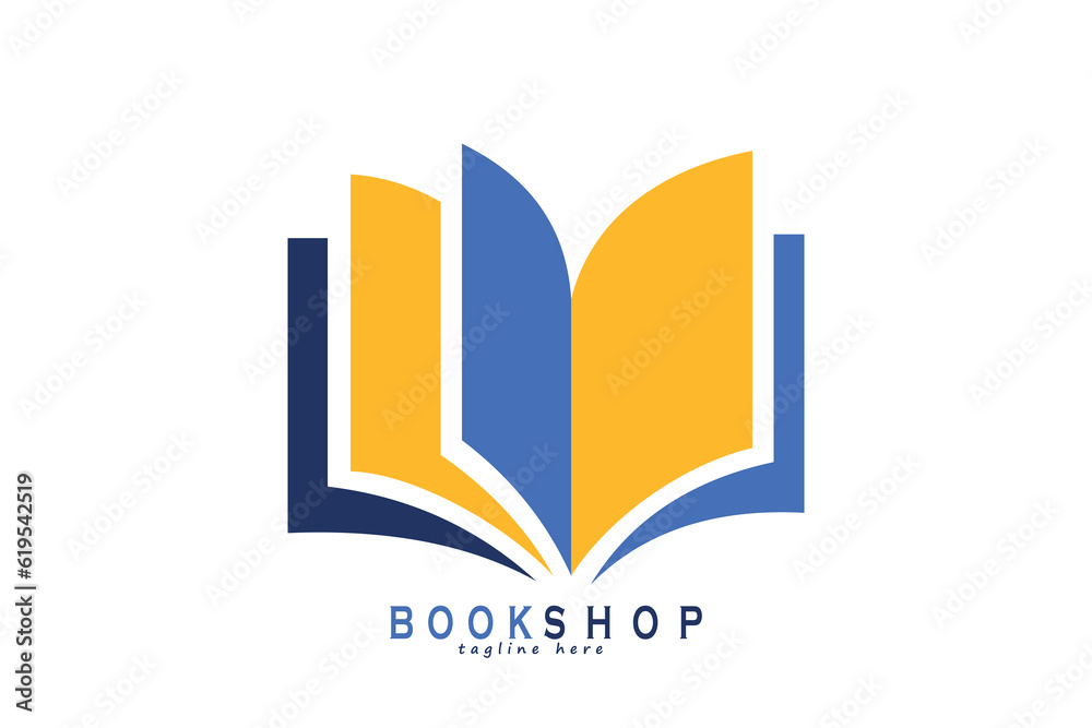Book logo vector illustration, with several sheets of colorful paper visible to attract buyers