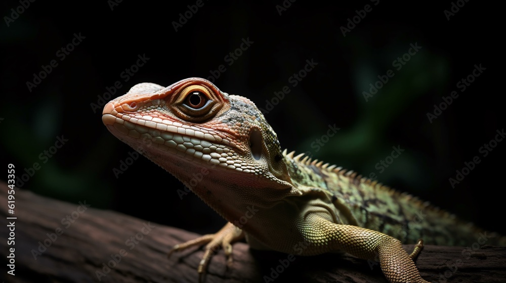 close up of iguana lizard reptile animal green generative ai close up of iguana lizard reptile animal green generative ai