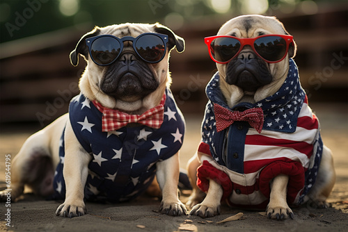 Patriotic pets with usa flag