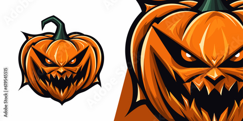 Vector Graphic for Sport and E-Sport Gaming Teams: Pumpkin Halloween Logo Mascot Illustration