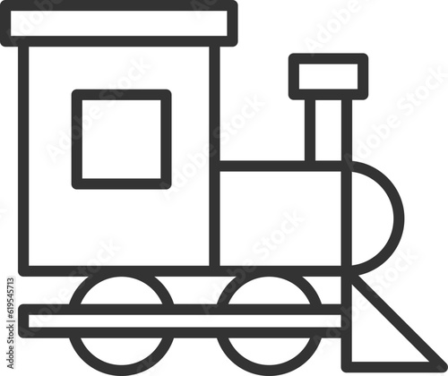 Train toy icon on white background. Line style vector illustration.