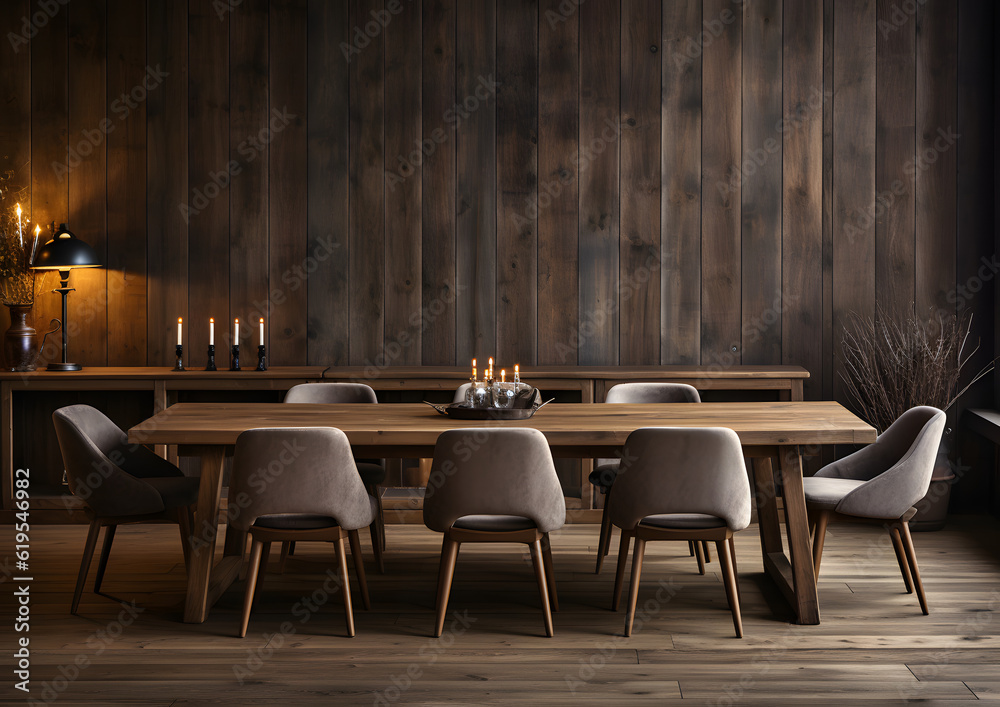 dining table of a big cabin wooden structure 