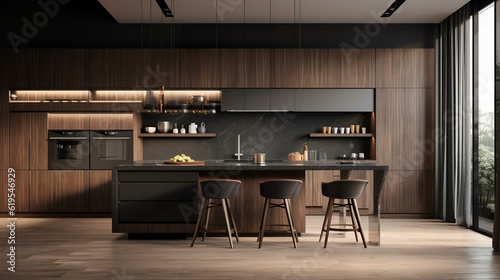 Minimalistic Luxury domestic kitchen with elegant wooden design