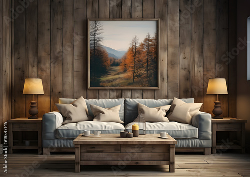 living room interior  of a cabin house