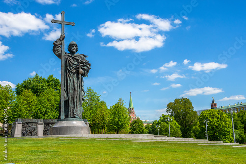 Moscow, Russia - 05 June 2023: Monument to the Holy Prince Vladimir the Great on Borovitskaya Square