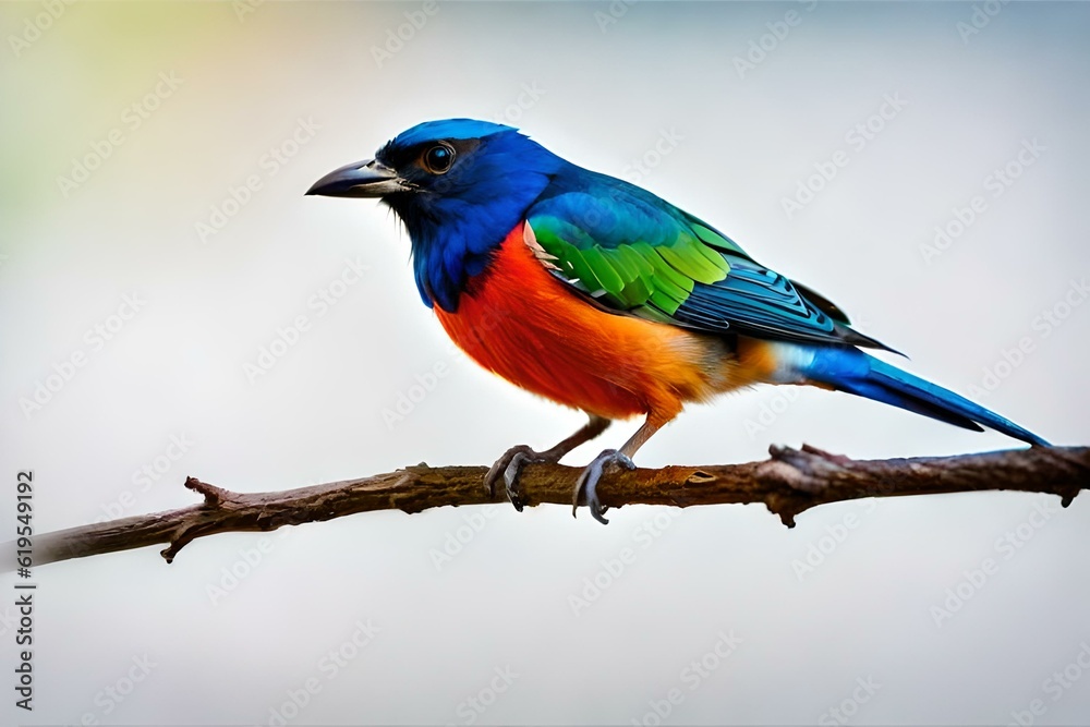 beautiful birds draw with waters colors on white paper Generative Ai technology