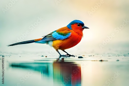 beautiful birds draw with waters colors on white paper Generative Ai technology © Eun Woo Ai