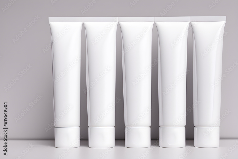Jars and tubes of cosmetics, clean design for advertising, light background for cutting out objects without inscriptions and any text Jars and tubes of cosmetics, clean design for advertising, light background for cutting out objects without inscriptions and any text