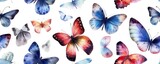  a group of colorful butterflies flying through the air on a white background.  generative ai