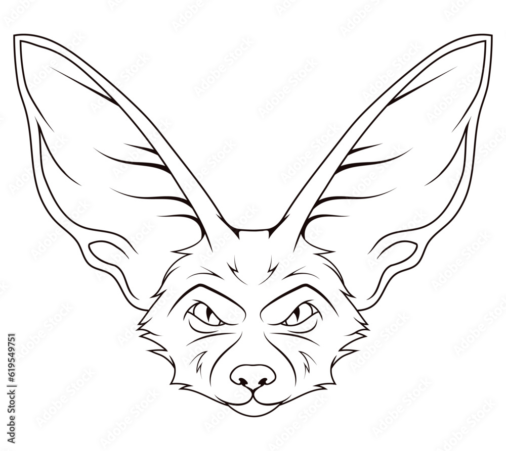 Obraz premium Fennec fox. Vector illustration of a sketch cute animal. A miniature fox that lives in the deserts of north africa. Wild animals.