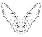 Fennec fox. Vector illustration of a sketch cute animal. A miniature fox that lives in the deserts of north africa. Wild animals.