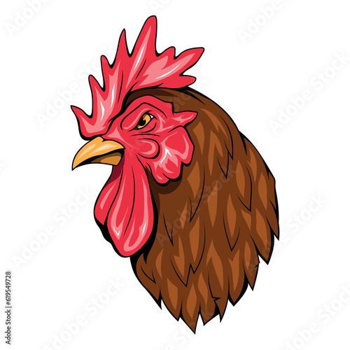 Cock. Vector illustration of a farm cock. Chicken rooster head