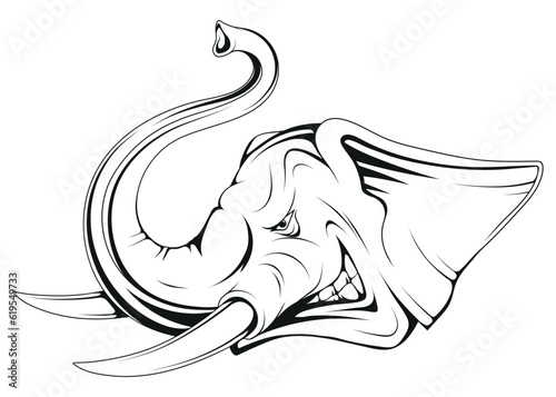 Elephant. Vector illustration of a sketch the great african elephant is the largest terrestrial mammal
