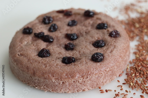 Navara rice vattayappam. Steamed rice cake made with a fermented batter of navara rice and coconut and steamed in a round dish photo