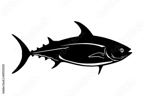 Tuna silhouette isolated on white background. Vector illustration