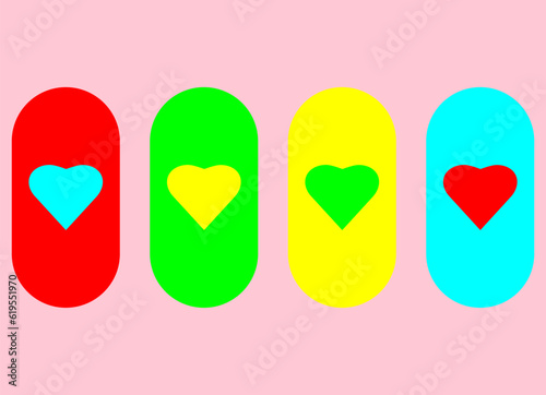 set of labels with hearts