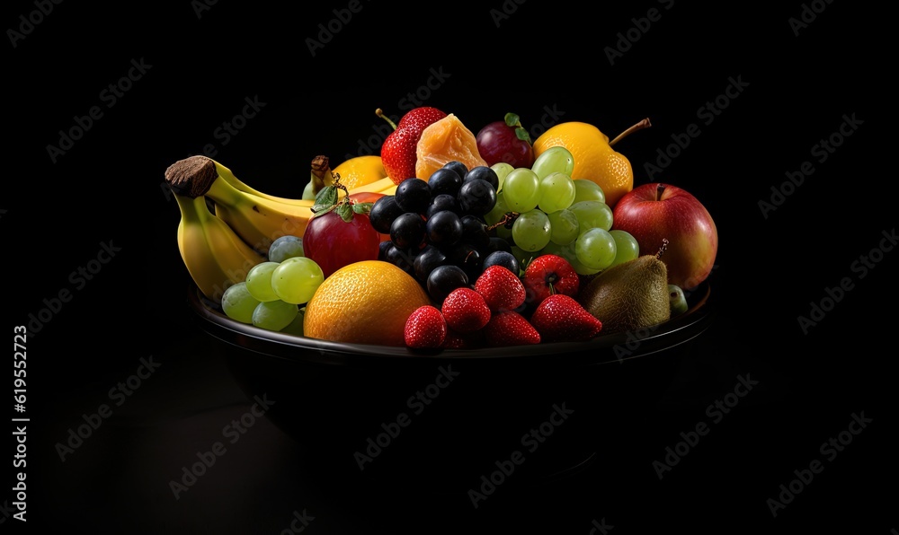  a bowl filled with lots of fruit on top of a table.  generative ai