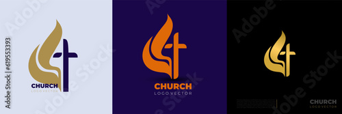 Canvas Print Set of church logo with cross