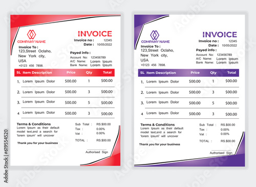 Business corporate creative invoice template.minimal style invoice vector template design