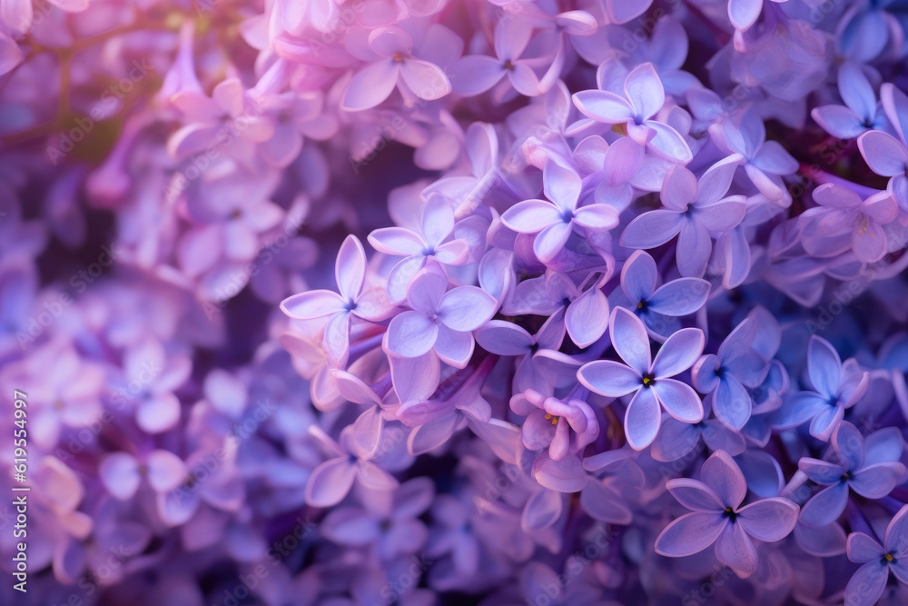 Soft Focus Lilac Blooms in Macro. Generative AI