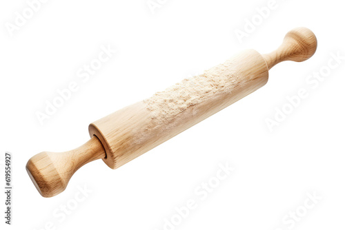  kitchen Rolling pin on transparent background (PNG). Generative AI.