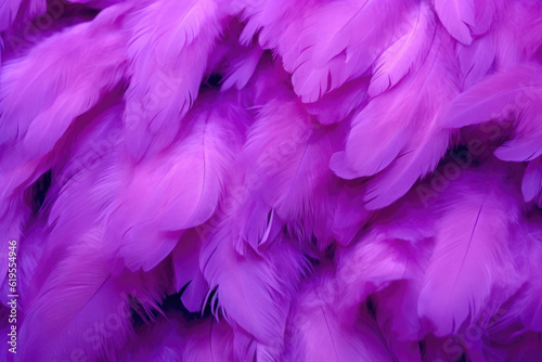 Vivid Purple Hen Feathers Up Close. Generative AI